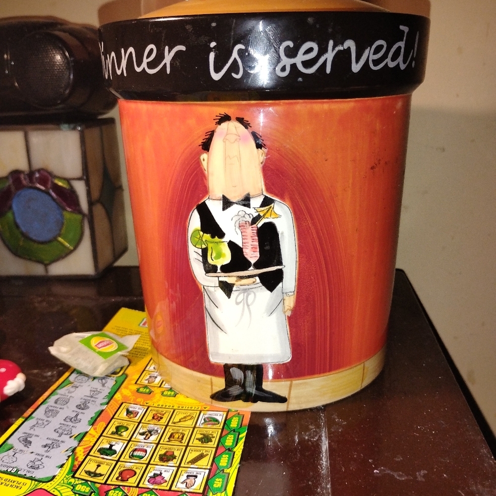 Vintage Chef Cookie Jar - Red and Black